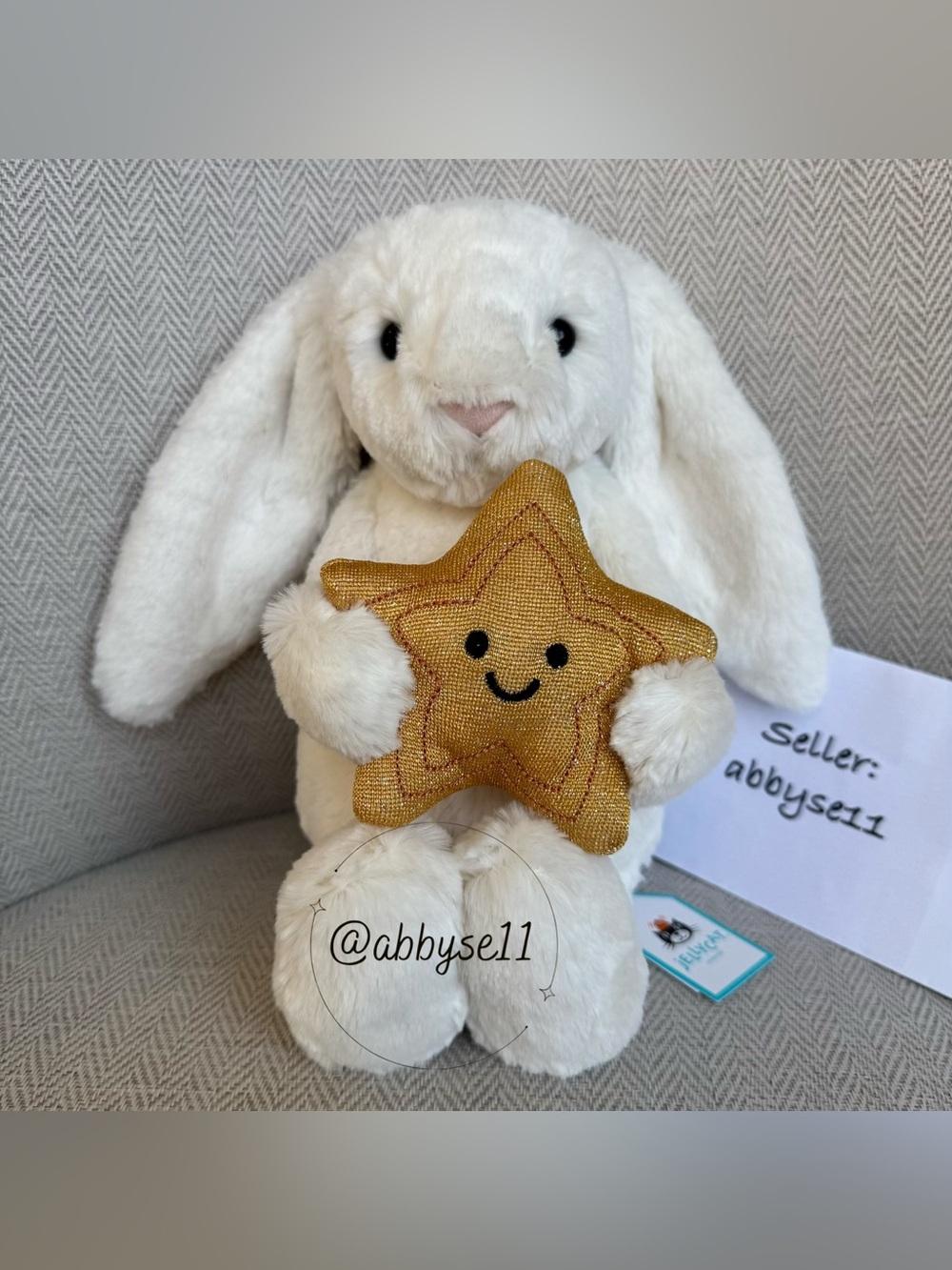 Jellycat Cream Bunny With Star - Authentic - Brand New With Tags - Fast Ship